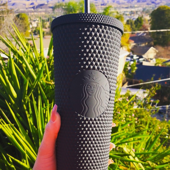 Black matte black studded Starbucks cup 🖤